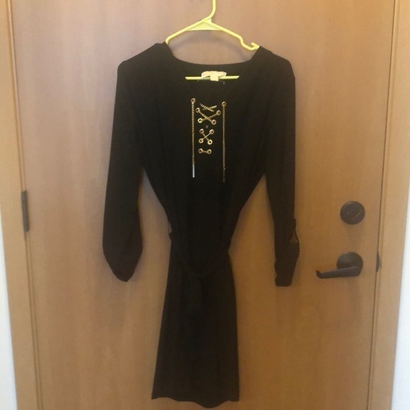Michael Kors black long sleeve dress with gold chain - Picture 3 of 11
